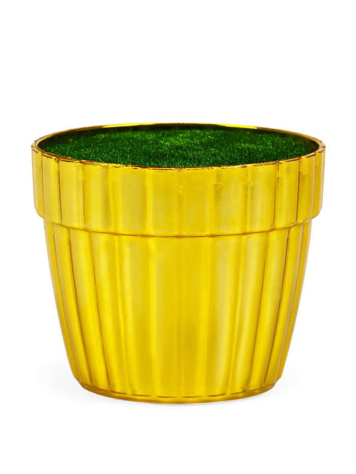 УЦЕНКА Флористическое кашпо «Трапеция», с вкладышем из пенопласта, 9×9×7 см, золотистое