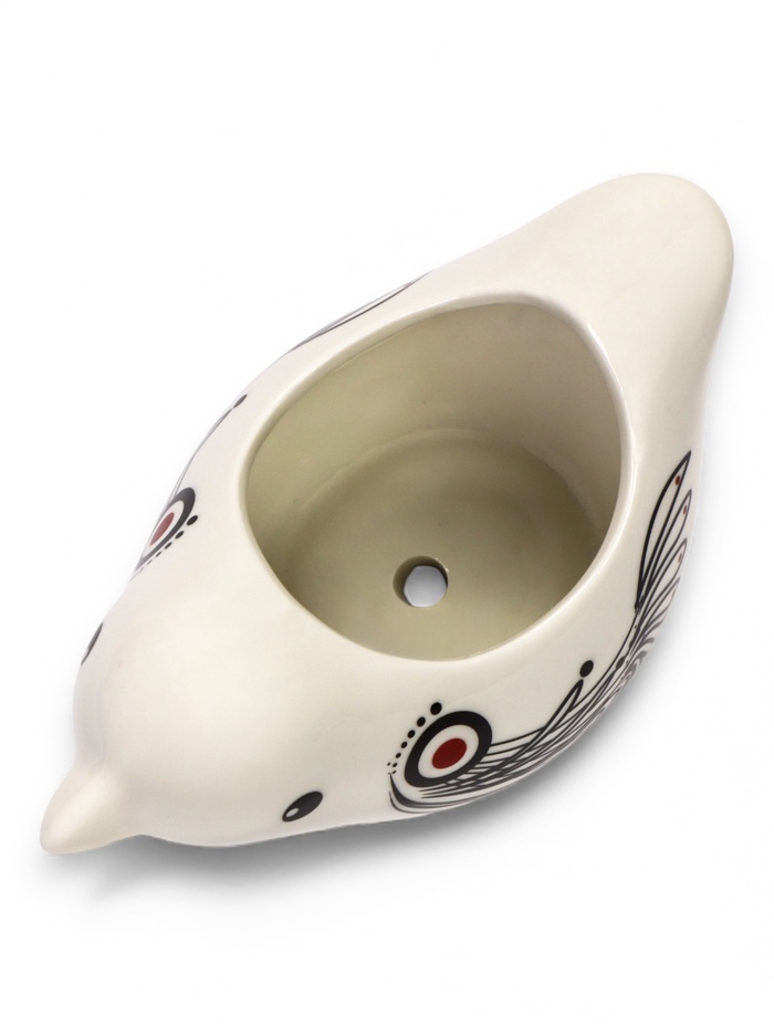 Декоративное кашпо для цветов «Птица», 250 мл, 10×7×16 см, керамическое, белое, Greengo