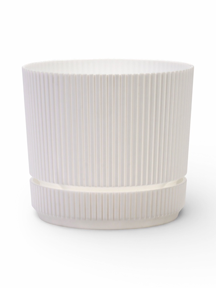 Горшок для цветов «Стрип», 2.3 л, d=17 см, h=15.2 см, пластиковый, с поддоном, белый