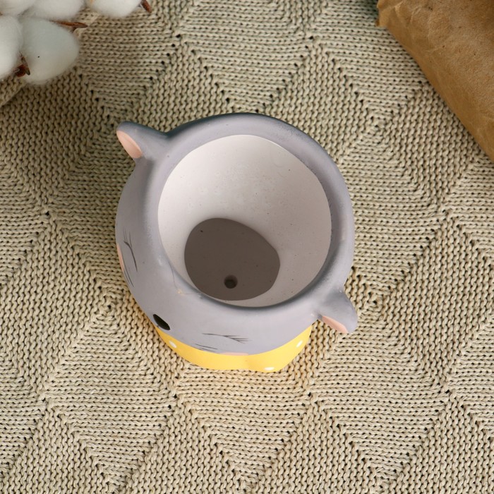 Декоративный горшок для цветов «Милый котёнок», 300 мл, 11×6 см, керамика