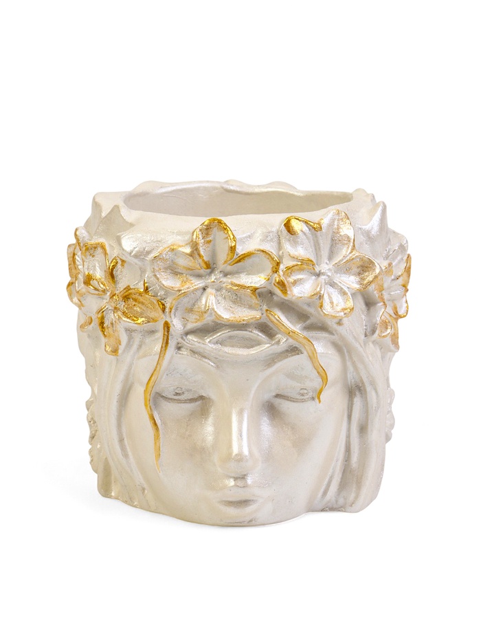 Декоративное кашпо для цветов «Вера», 300 мл, 11×11×10 см, гипс, белое