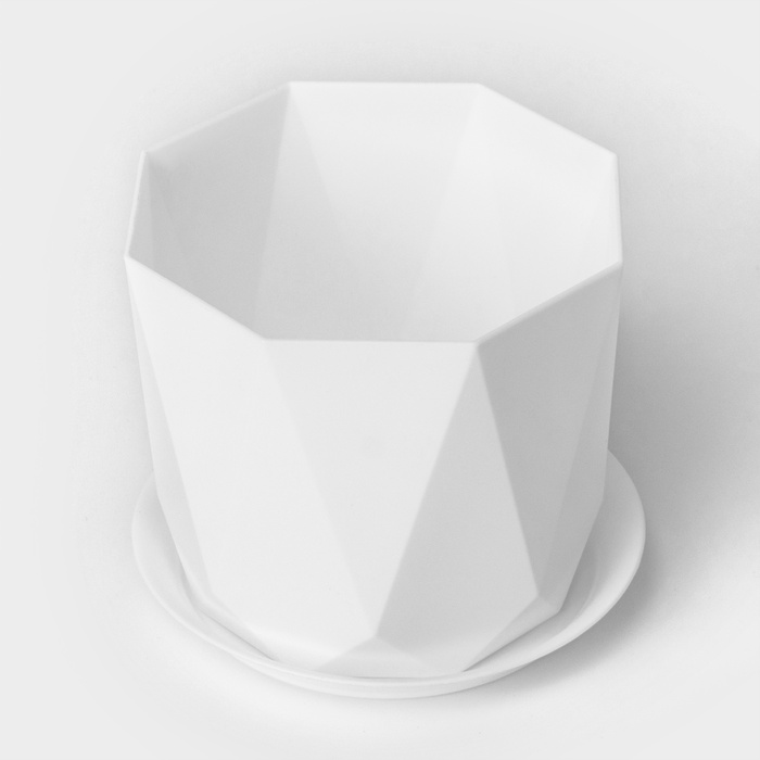 Горшок для цветов с поддоном «Призма», 2.6 л, пластиковый, белый