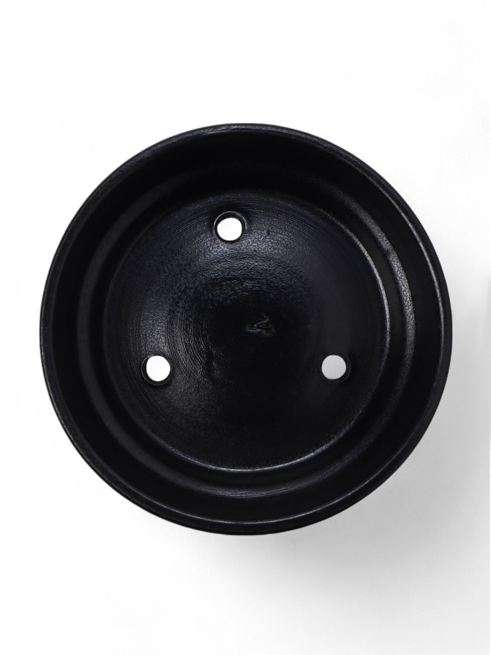 Горшок - бонсайница «Огма» для кактусов и суккулентов, 700 мл, d=15 см, h=5.5 см, керамика, с поддоном, чёрный