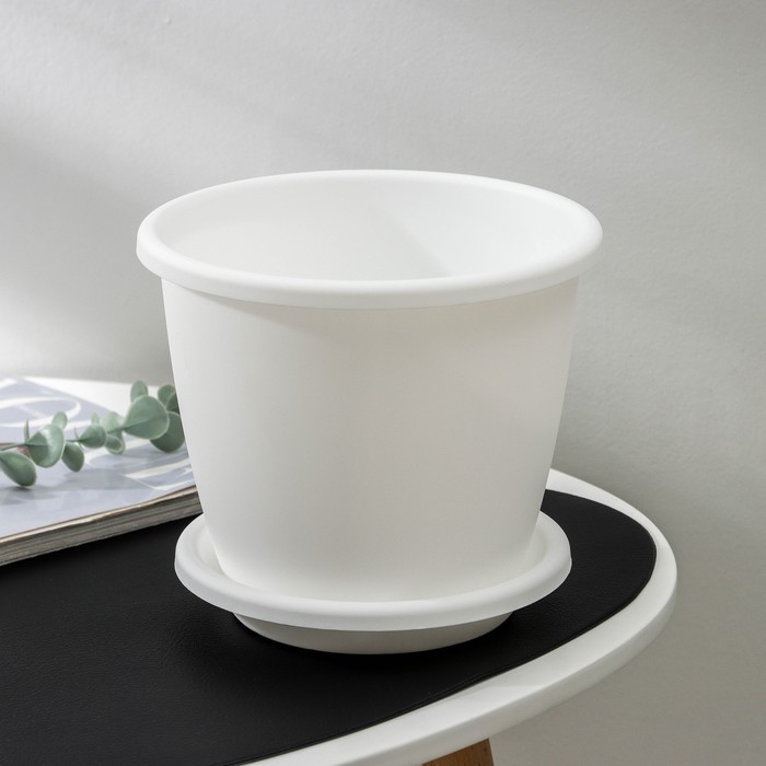 Горшок для цветов с поддоном «Альтернатива. Афина», 3 л, пластиковый, белый