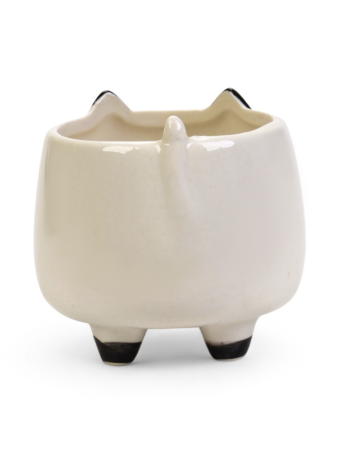 Декоративный горшок для цветов «Счастливая Панда», 200 мл, 8.3×7.2×7.7 см, керамический, на ножках, белый