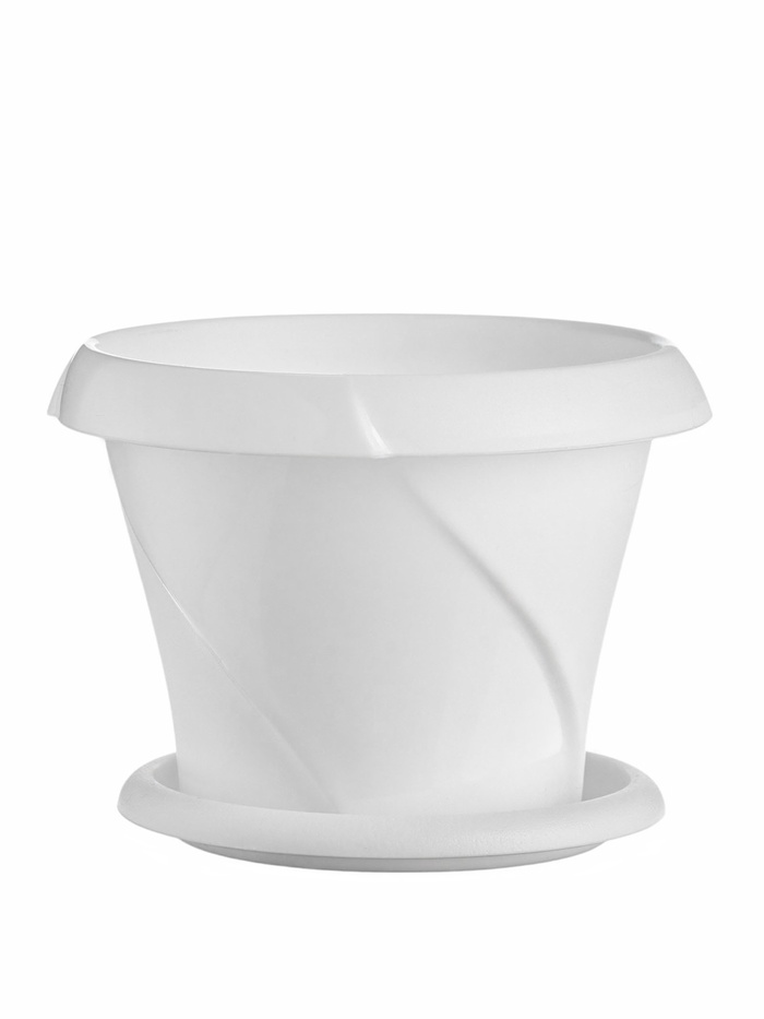 Горшок для цветов с поддоном Martika «Флориана», 300 мл, d=10.3 см, h=7.6 см, пластиковый, белый