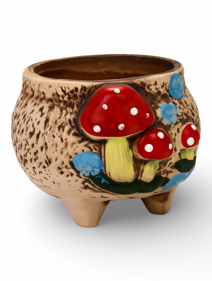 Декоративный горшок для цветов «Грибы», 7×7×7 см, керамический, Greengo