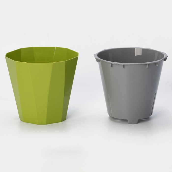 Кашпо для цветов со вставкой «Палермо», 1.8 л, цвет оливковый