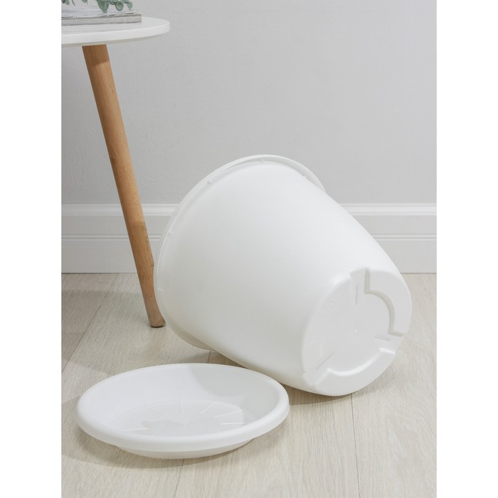 Горшок для цветов с поддоном «Альтернатива. Афина», 11 л, пластиковый, белый