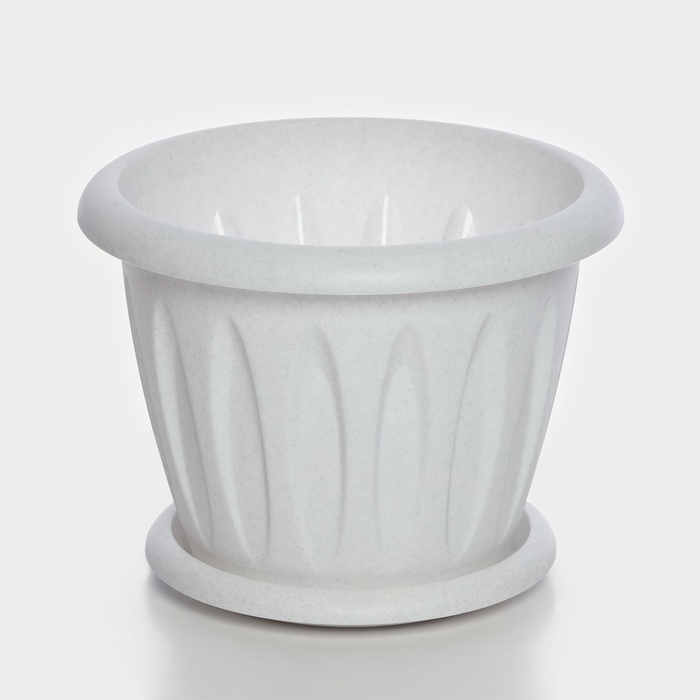 Горшок для цветов «Фелиция», 3.6 л, d=22.5 см, h=17.2 см, пластиковый, с поддоном, цвет мраморный