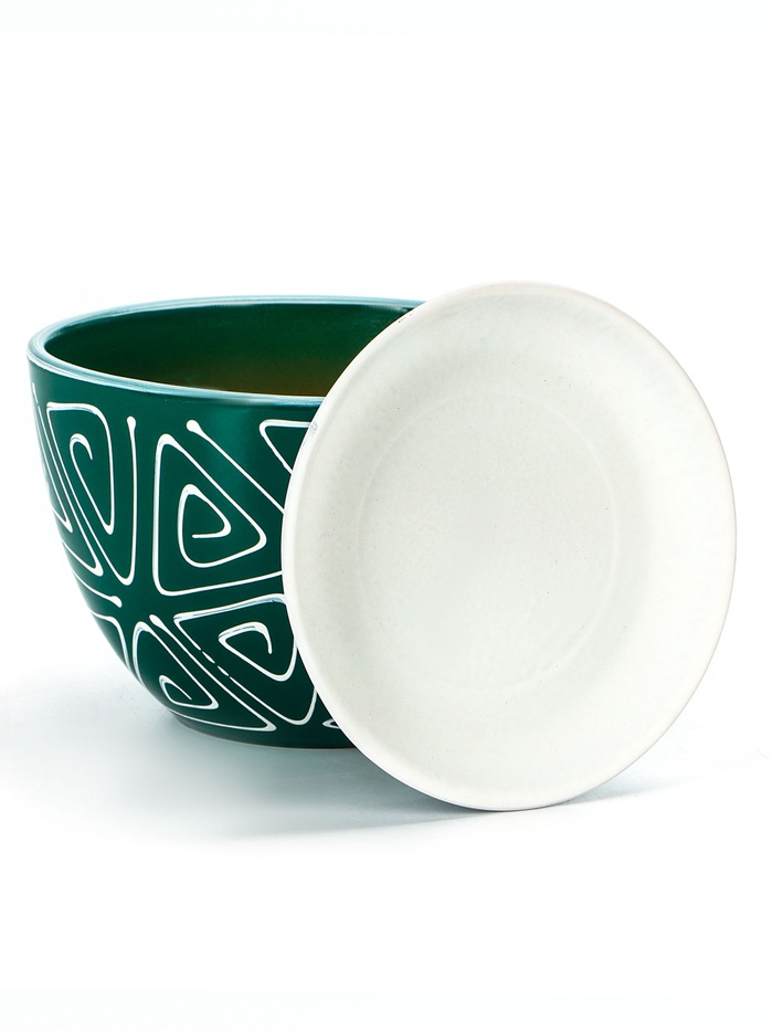 Горшок для цветов «Абстракция», 1.65 л, d=17 см, h=13 см, керамика, с поддоном, зелёный