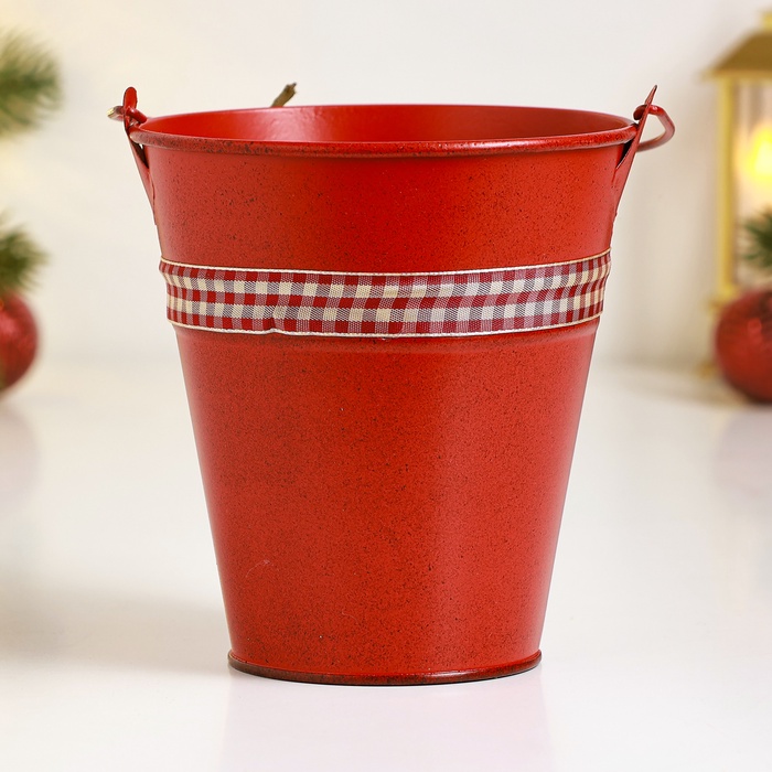 Кашпо «Ведерко Рустад», 12×12×13 см, красное