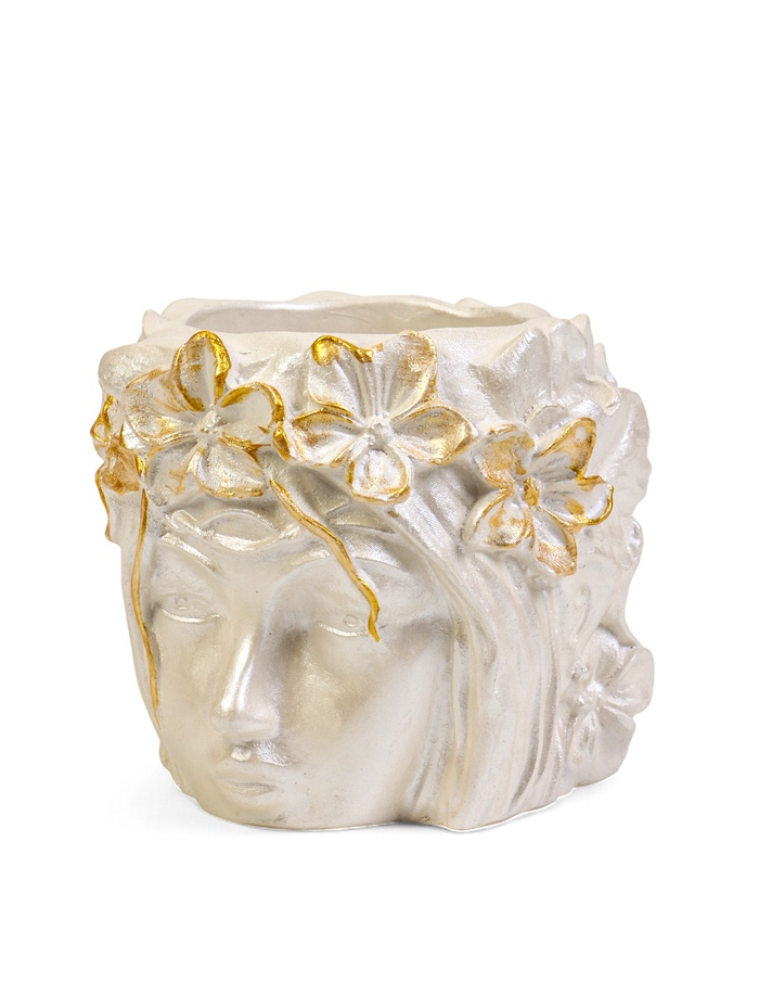 Декоративное кашпо для цветов «Вера», 300 мл, 11×11×10 см, гипс, белое