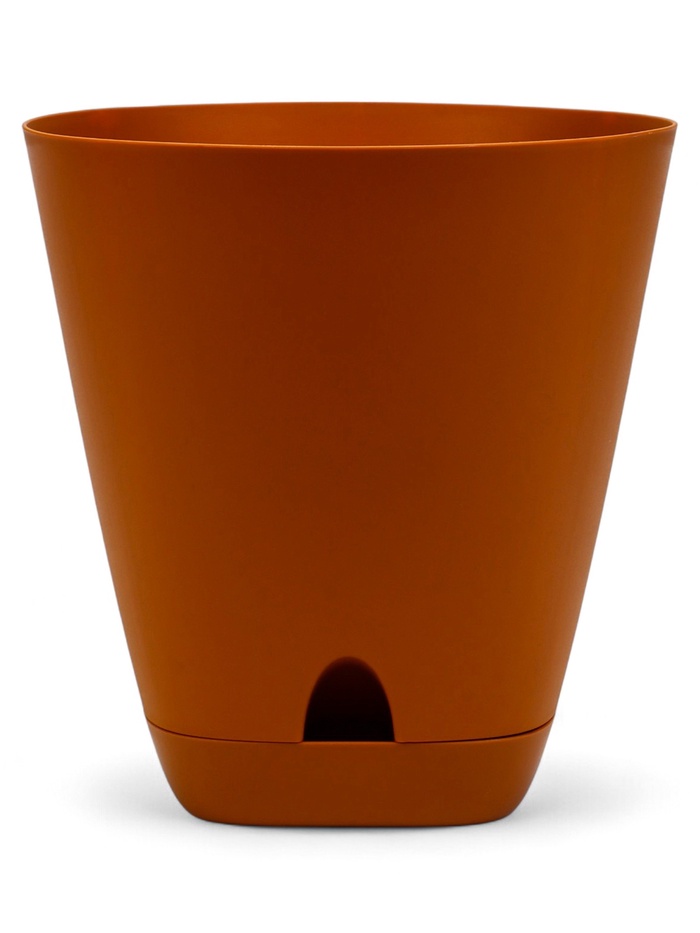 Горшок для цветов «Гранд», 8 л, d=24 см, h=25 см, пластиковый, с прикорневым поливом, коричневый