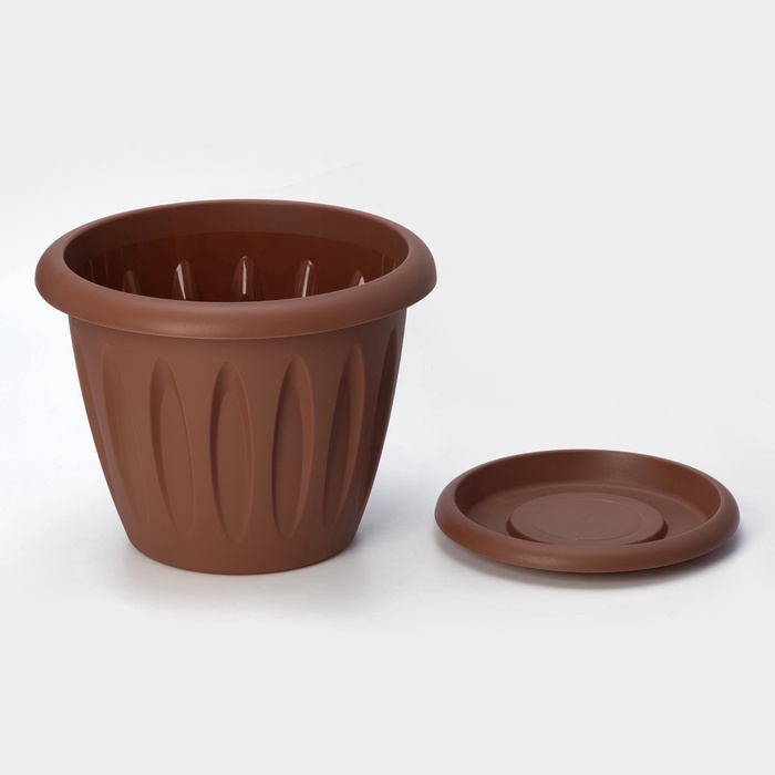 Горшок для цветов с поддоном «Фелиция», 10.4 л, d=31.9 см, h=24.5 см, пластиковый, терракотовый