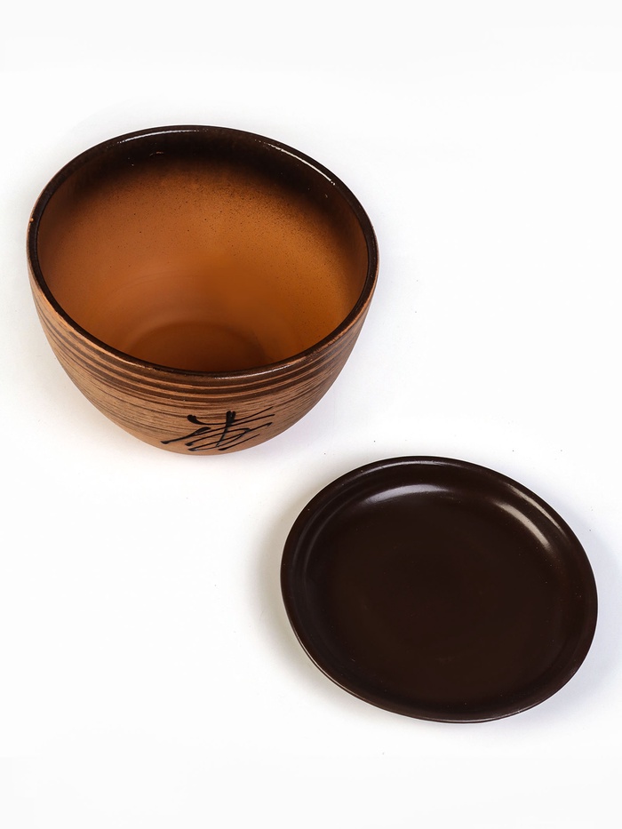 Горшок для цветов «Восток», 1.65 л, d=17 см, h=13 см, керамика, с поддоном, коричневый