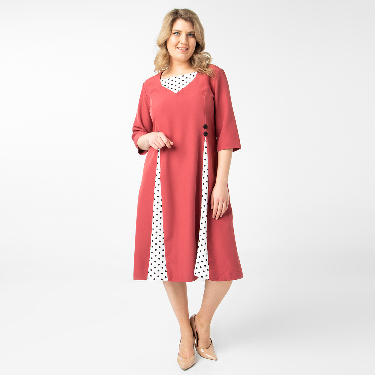 ст. цена2200руб.! Платье, текстиль, коралловый