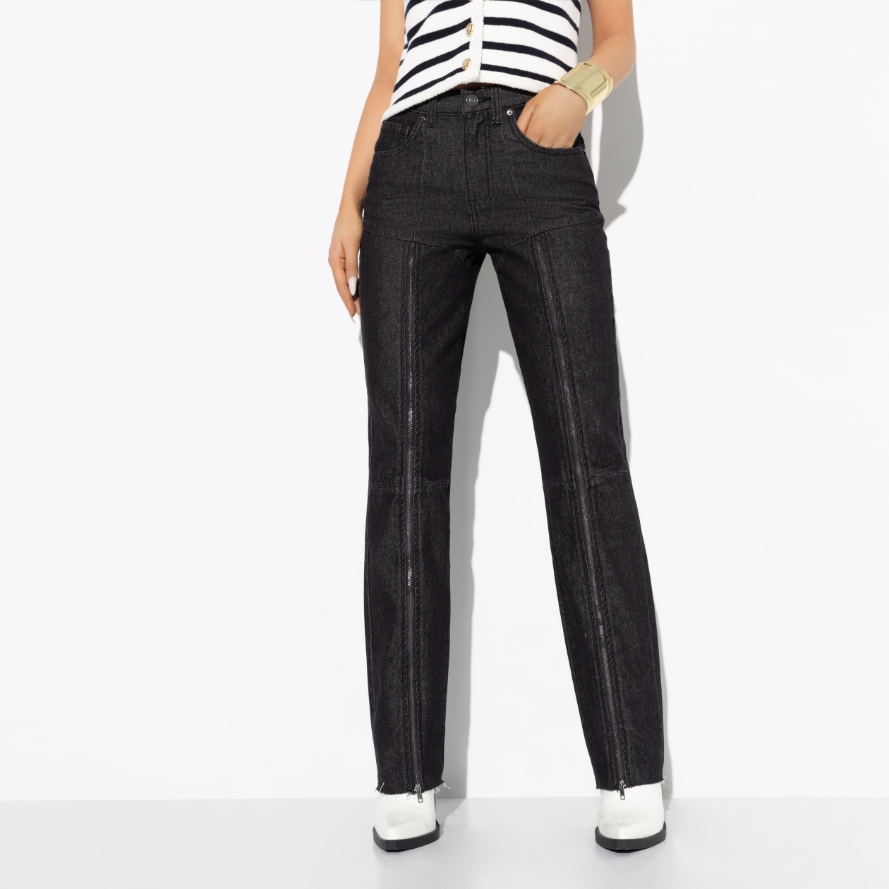 СТ. ЦЕНА 2990 руб//Джинсы с молнией по всей штанине, Bergamo (dark grey)