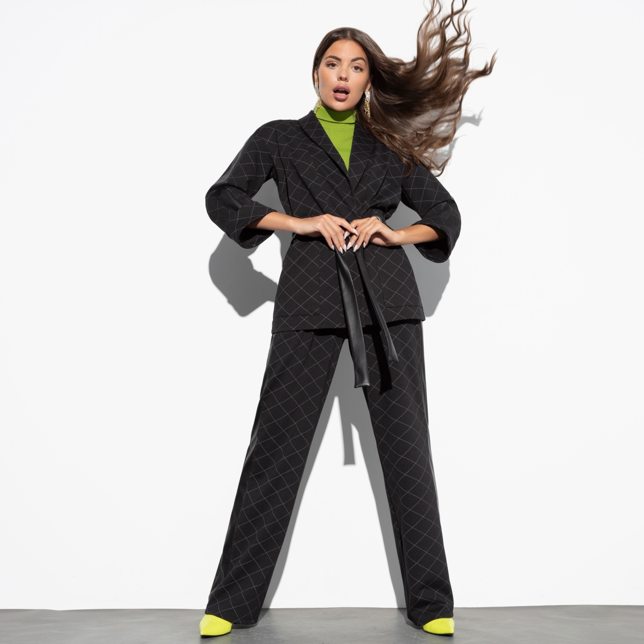 СТ. ЦЕНА 2650 руб//Брючный костюм, Нашла подход (2 в 1, блэк, с поясом)