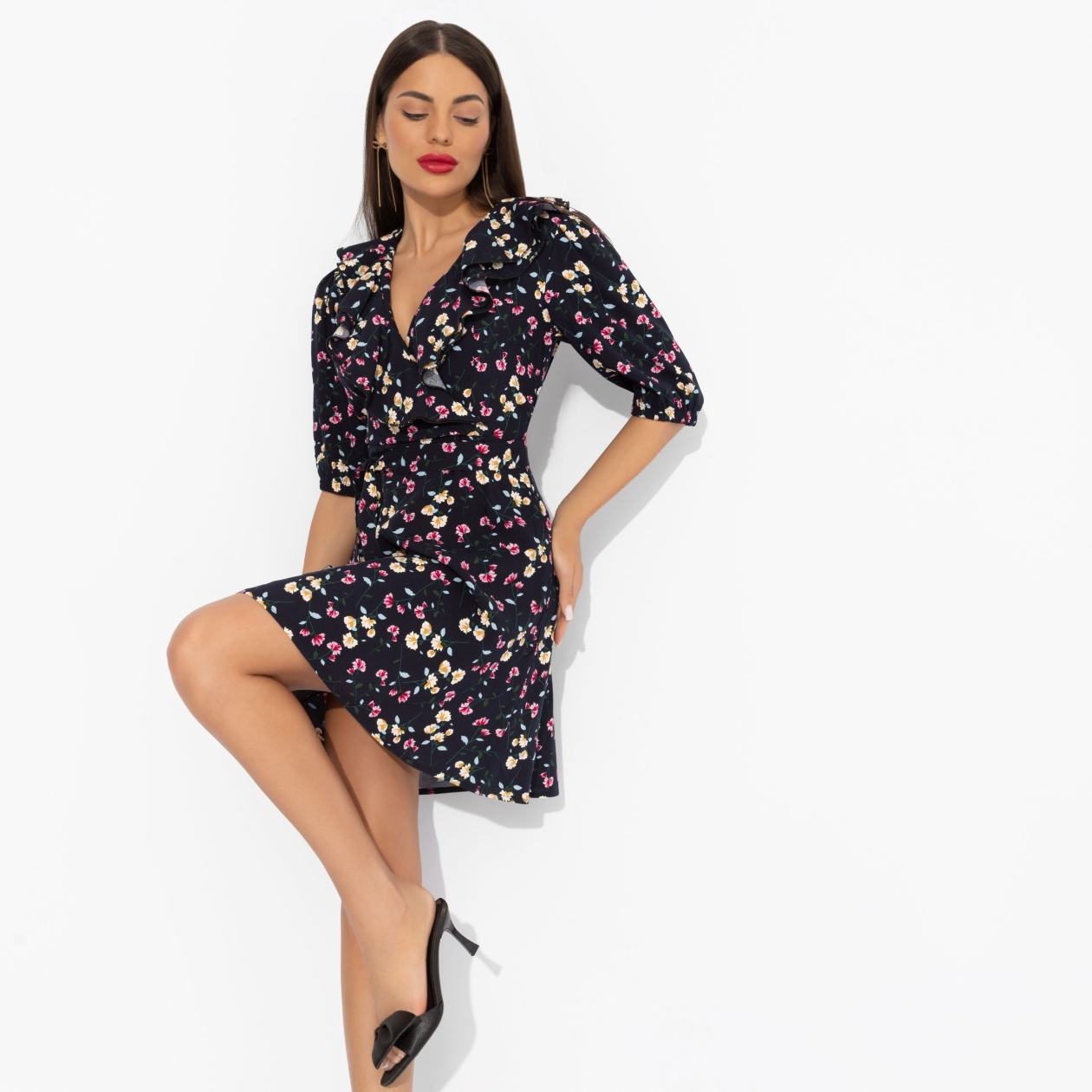 СТ. ЦЕНА 1850 руб//Платье из 100% вискозы, Желаю проказничать (dark, с поясом)