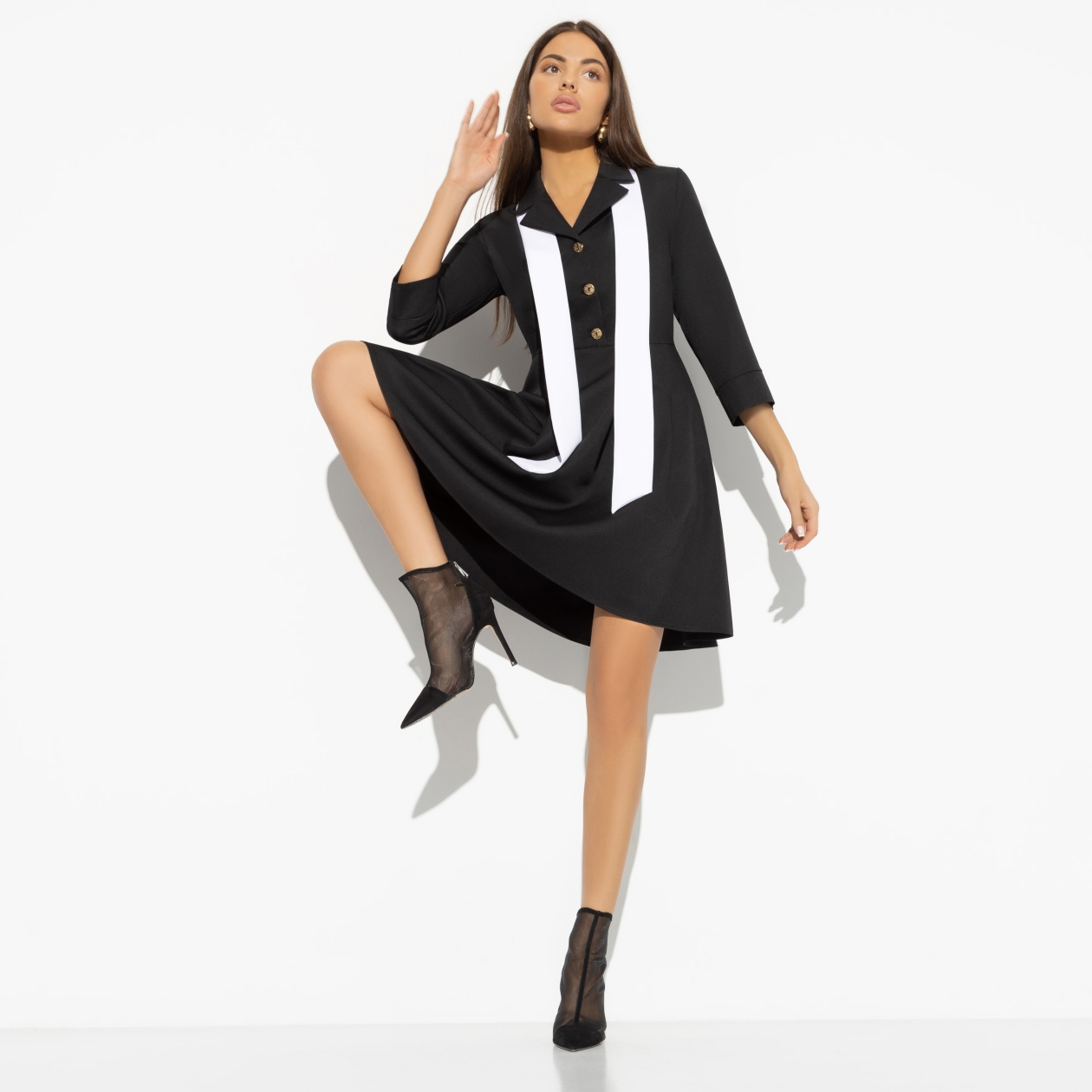 СТ. ЦЕНА 1790 руб//Платье приталенного силуэта, Нарушая правила (с шарфиком)