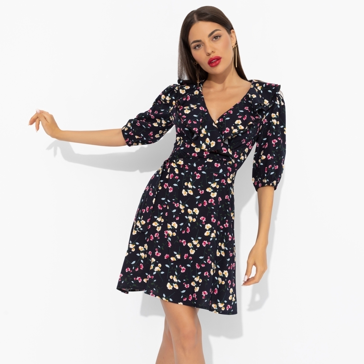 СТ. ЦЕНА 1850 руб//Платье из 100% вискозы, Желаю проказничать (dark, с поясом)