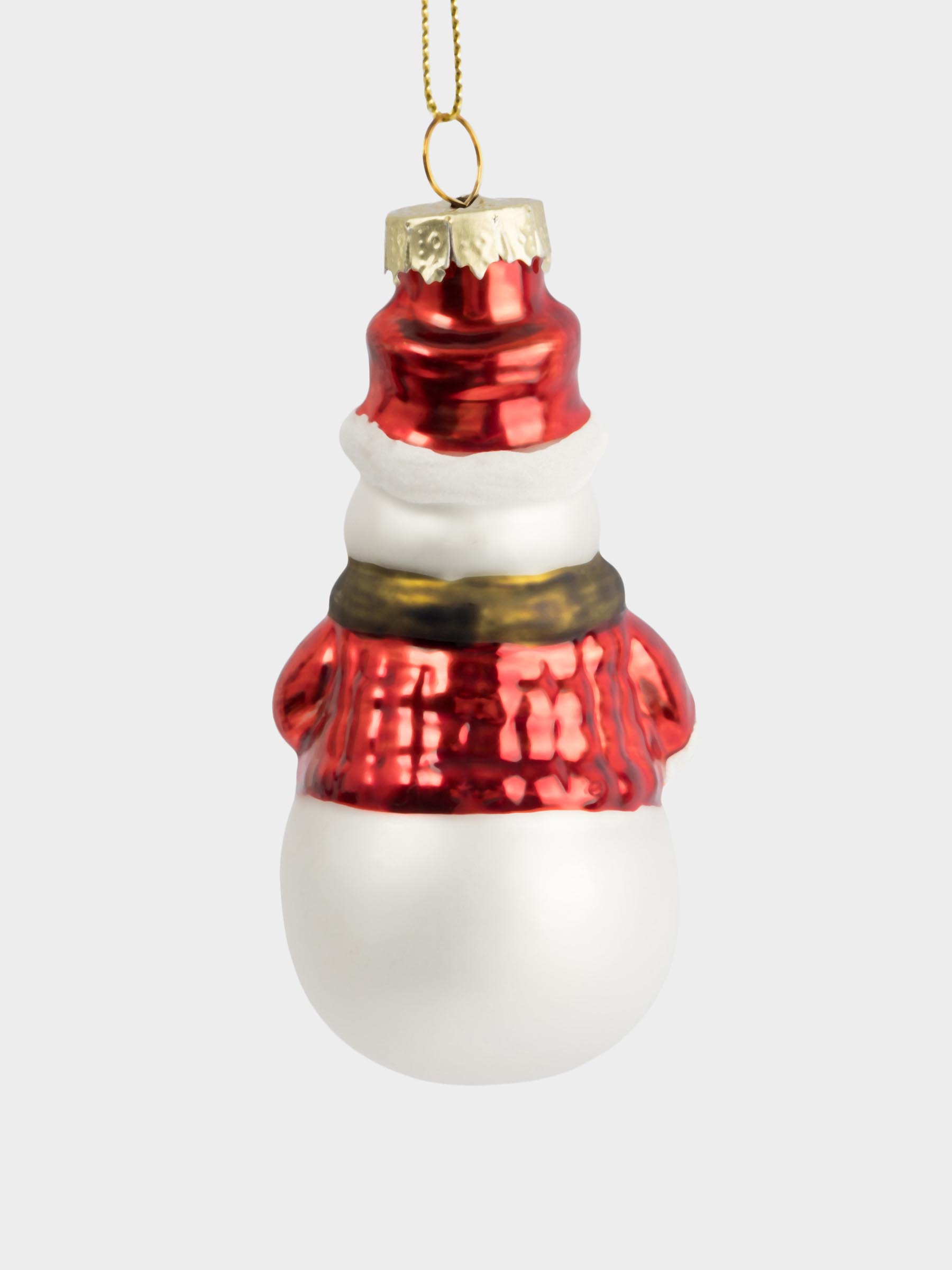 Игрушка елочная, 5х9 см, стекло, белая, Снеговик с тростью, New year