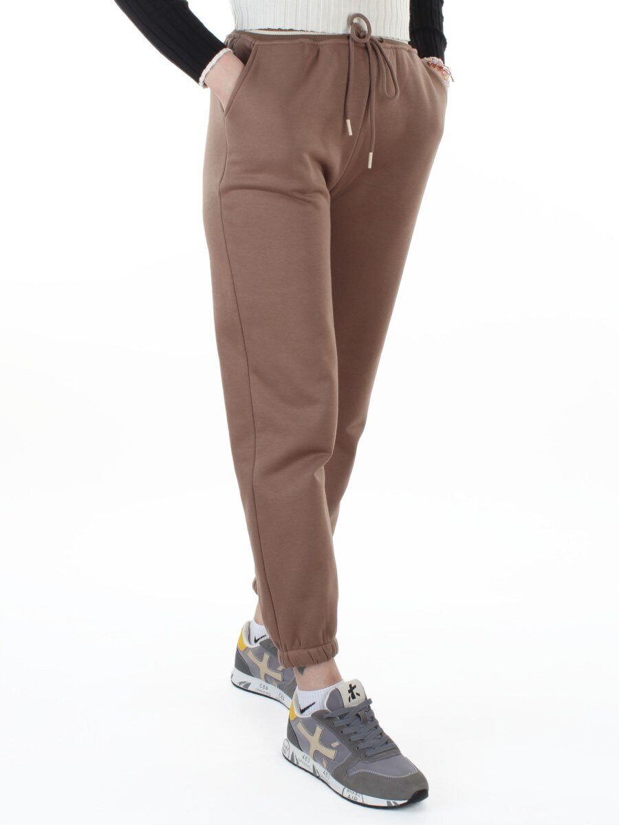 2804 BROWN Брюки спортивные утепленные женские (95% хлопок, 5% спандекс)