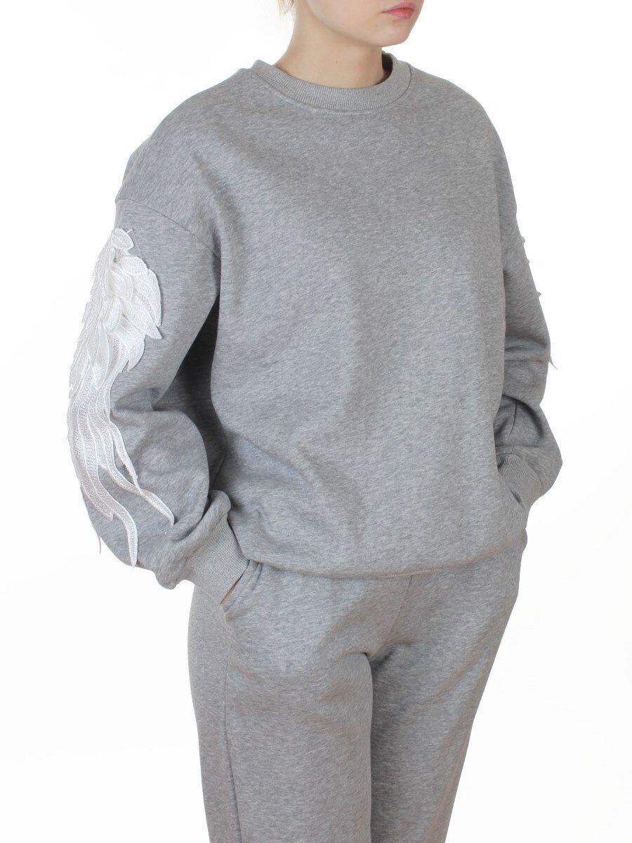 3416/3417 GRAY Костюм спортивный утепленный женский (95% хлопок, 5% эластан)
