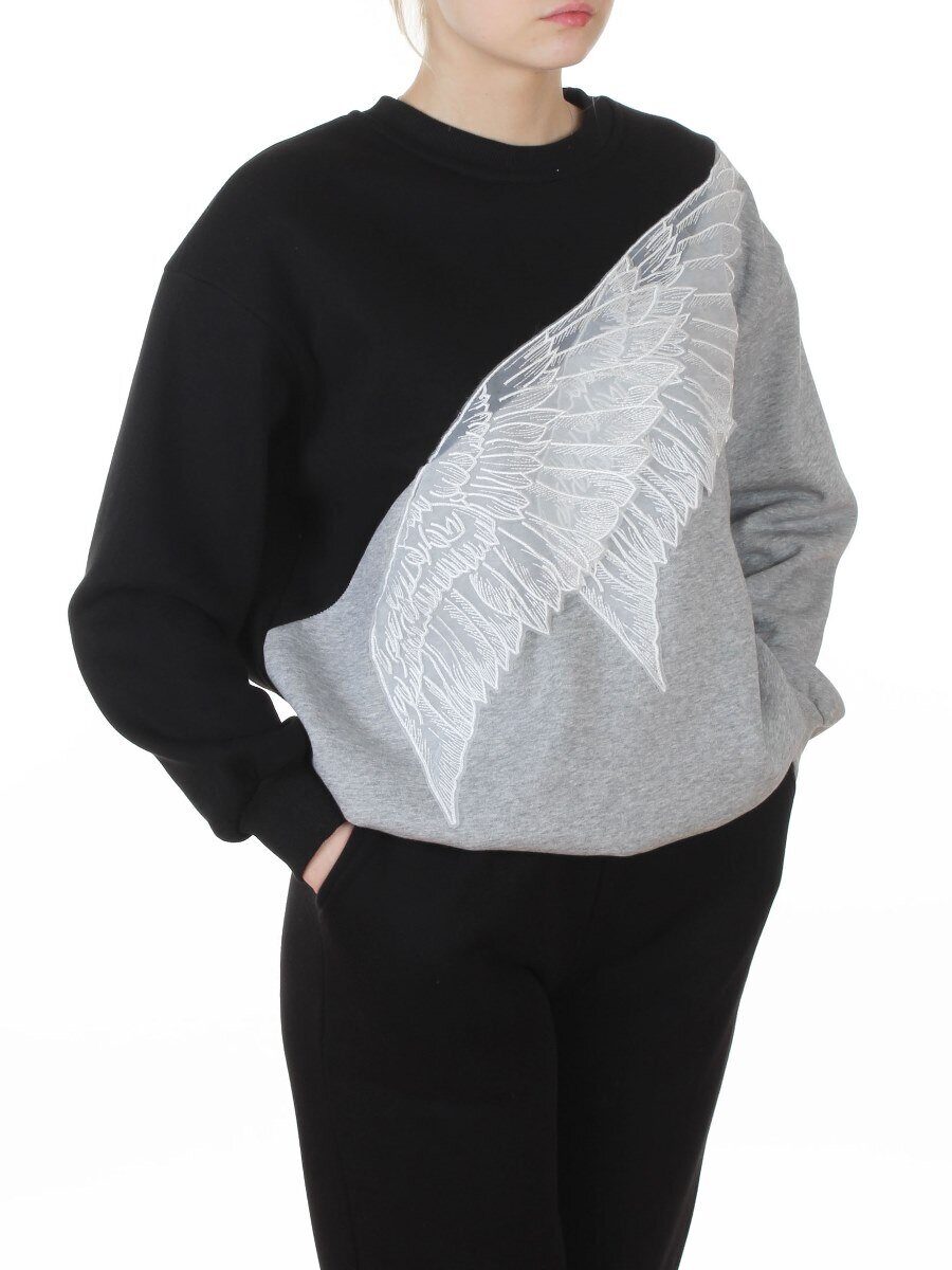 3412/3413 BLACK Костюм спортивный утепленный женский (95% хлопок, 5% эластан)