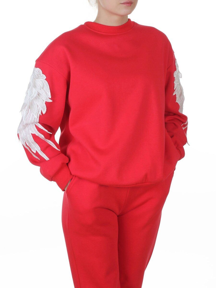 3416/3417 RED Костюм спортивный утепленный женский (95% хлопок, 5% эластан)
