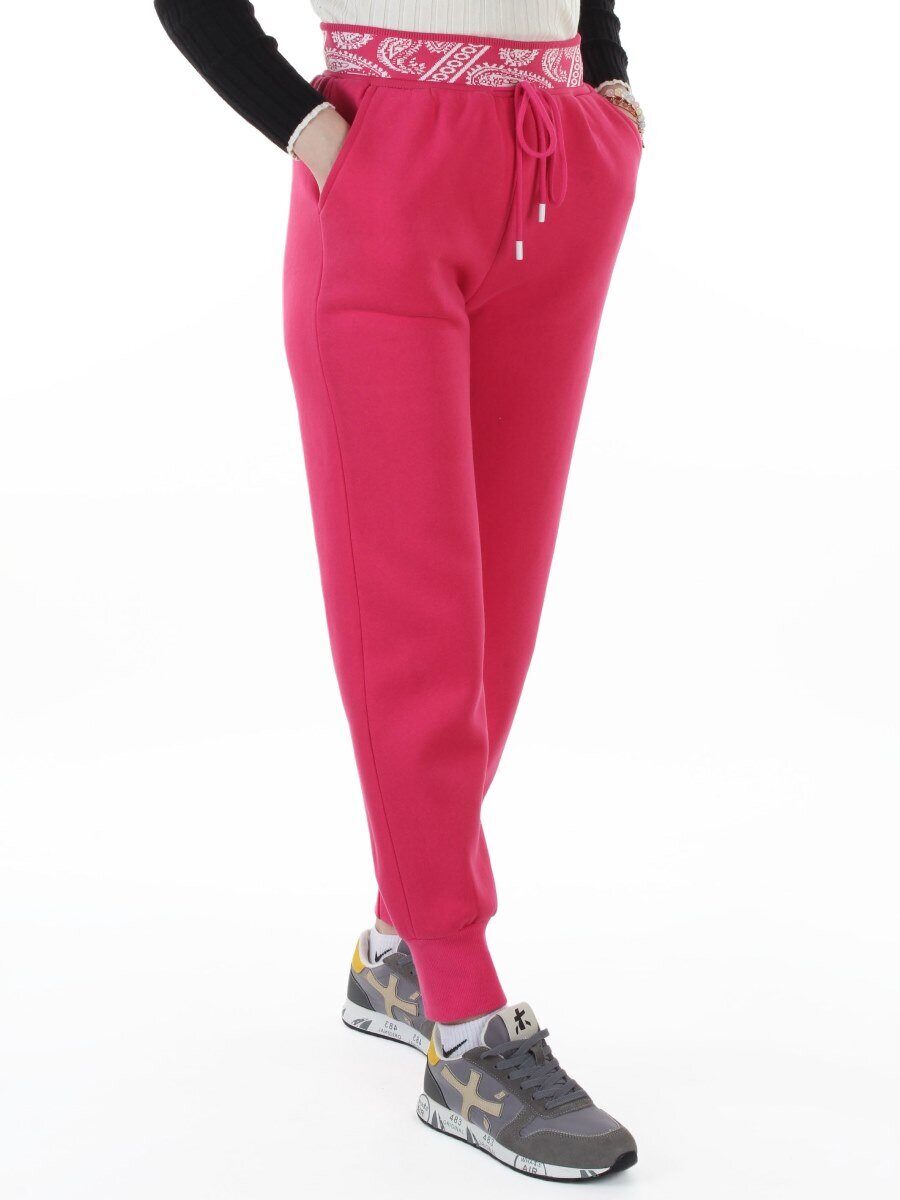 2611 CRIMSON Штаны утепленные спортивные женские (85% хлопок, 10% полиэстер, 5% спандекс)