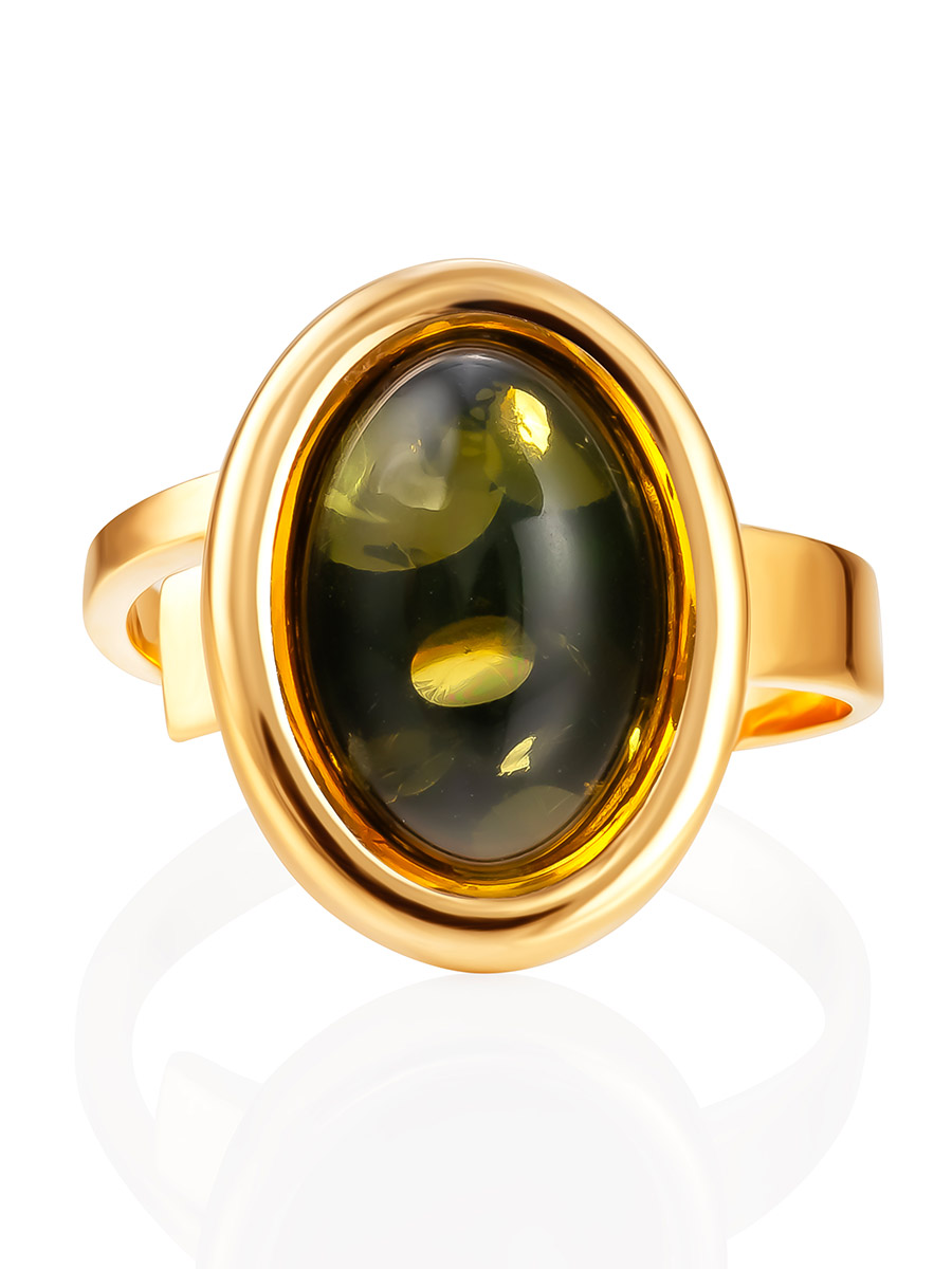 Небольшое кольцо из янтаря зелёного цвета «Годжи»