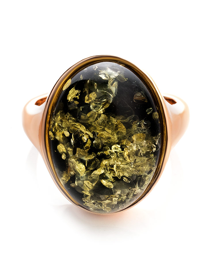 Классическое кольцо из натурального янтаря «Годжи крупное»