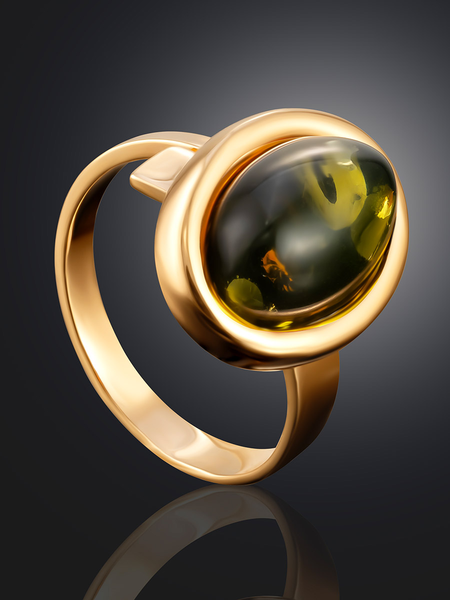 Небольшое кольцо из янтаря зелёного цвета «Годжи»