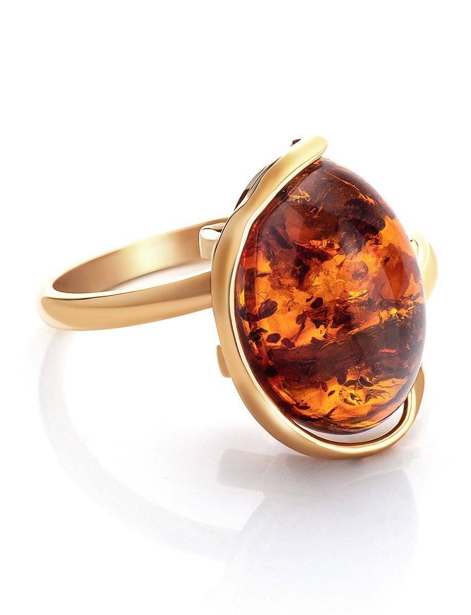 Яркое кольцо из натурального янтаря «Вивальди»