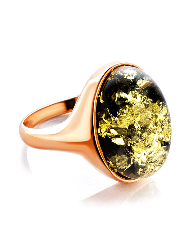 Классическое кольцо из натурального янтаря «Годжи крупное»