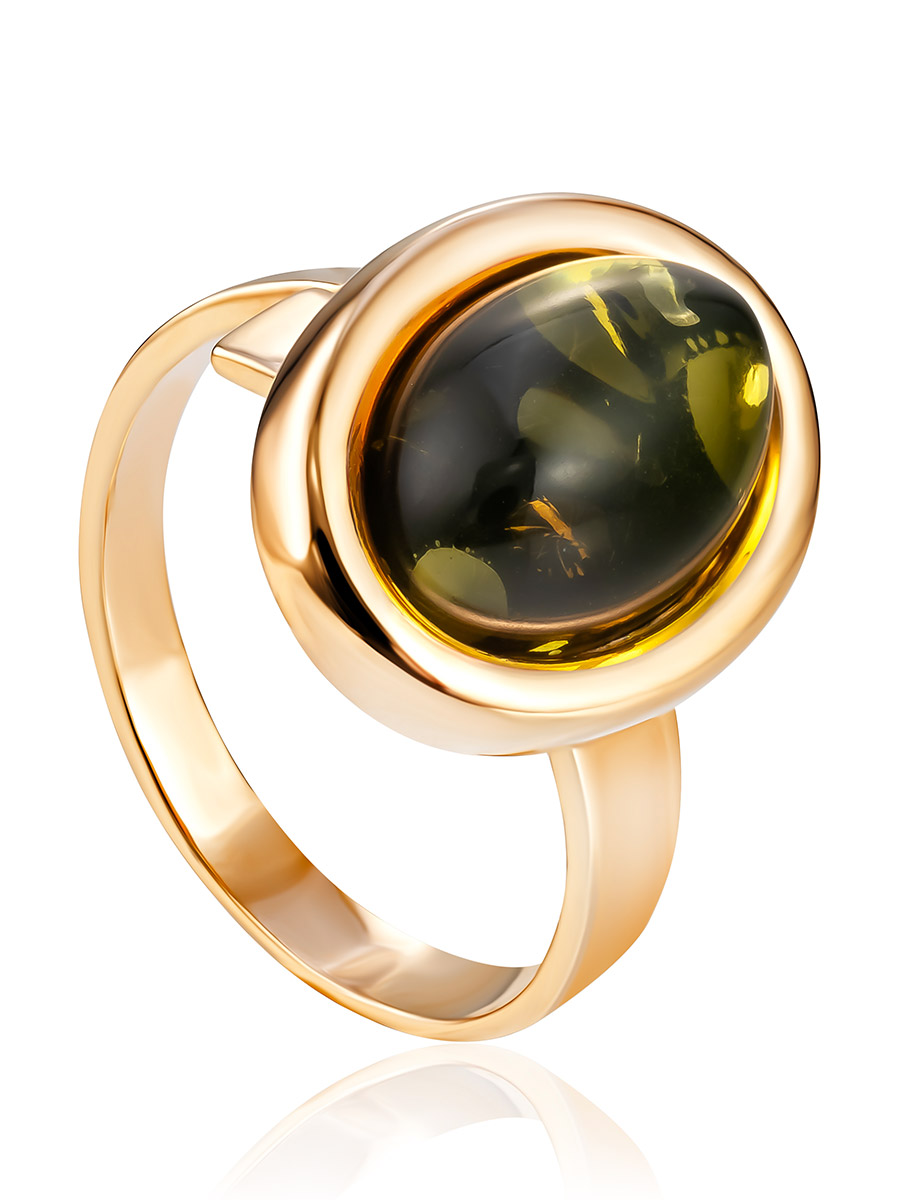 Небольшое кольцо из янтаря зелёного цвета «Годжи»