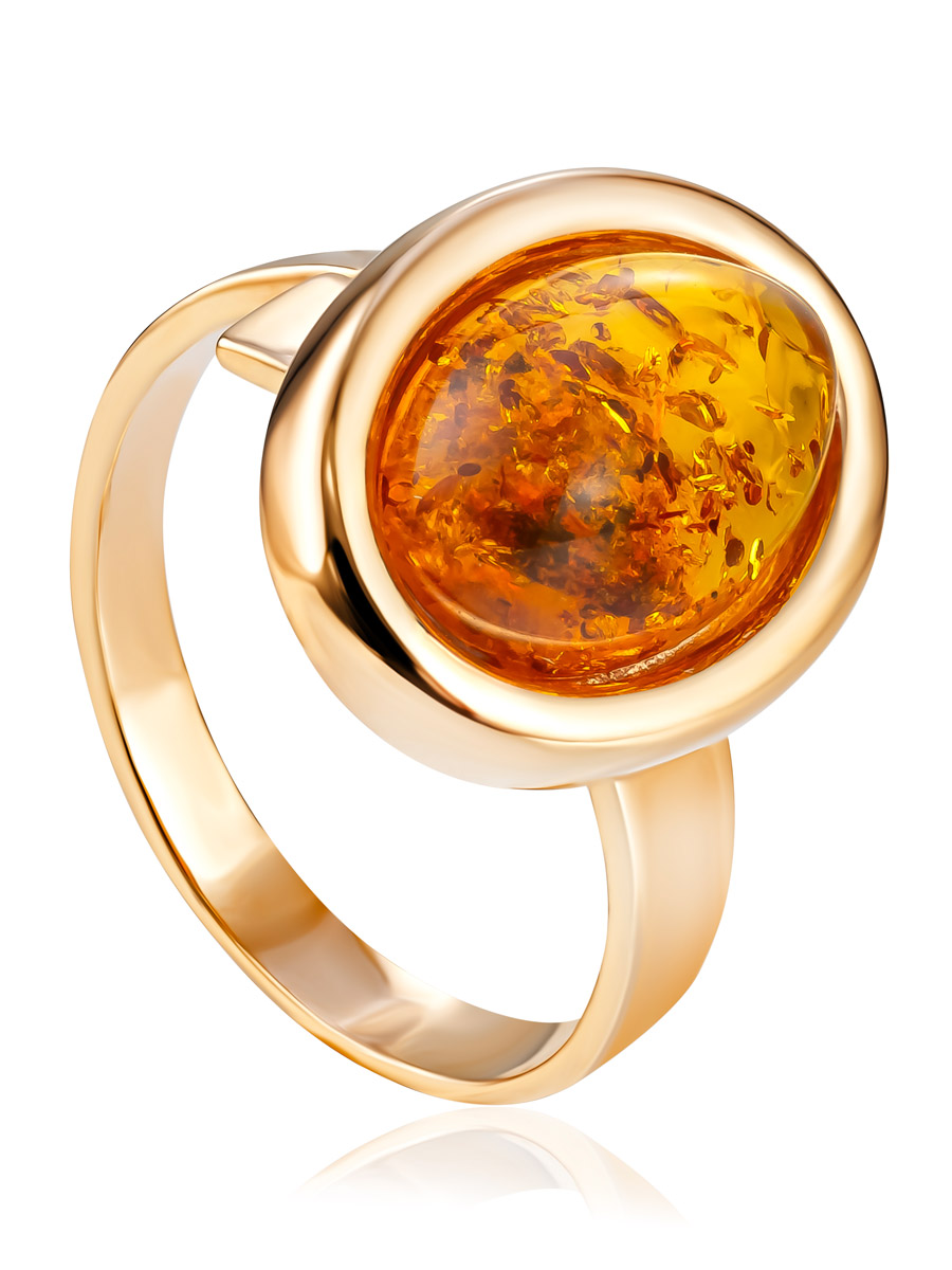 Элегантное кольцо из коньячного янтаря «Годжи»
