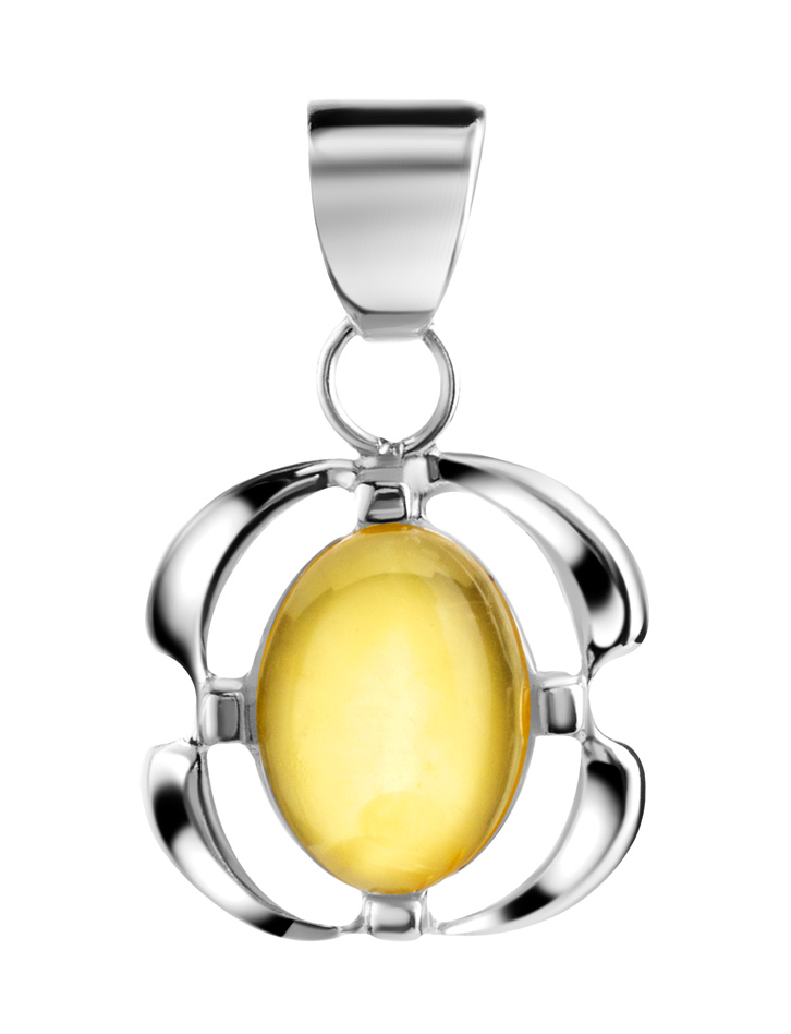 Кулон из натурального янтаря «Фиалка»