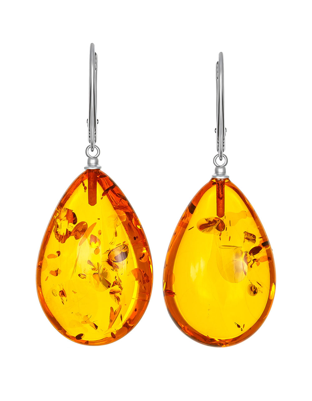 Серьг-капли из натурального янтаря коньячного цвета «Паланга»