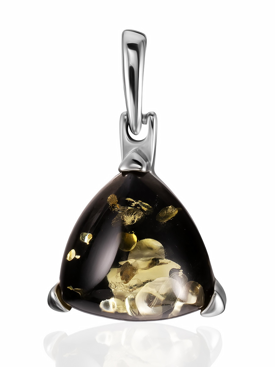 Подвеска из натурального зелёного янтаря «Треугольник»