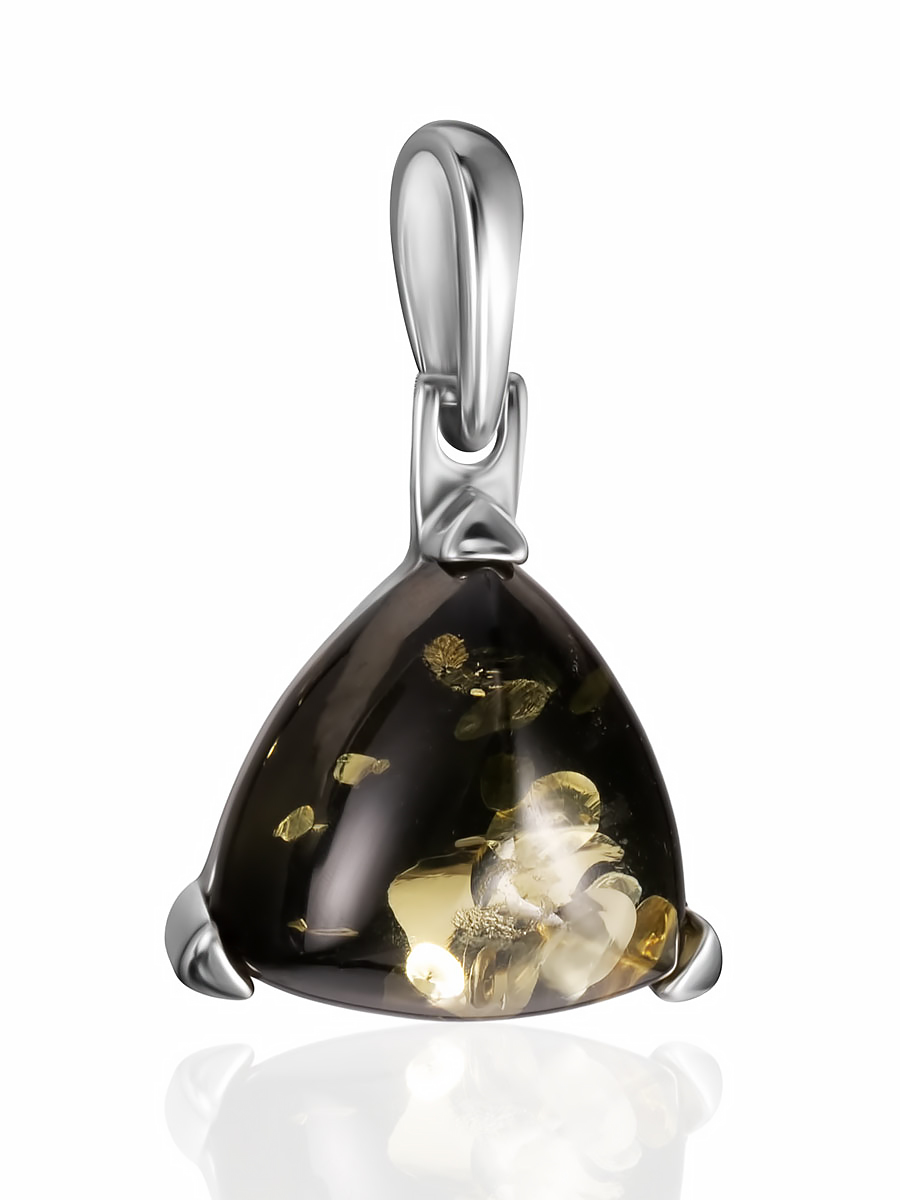 Подвеска из натурального зелёного янтаря «Треугольник»