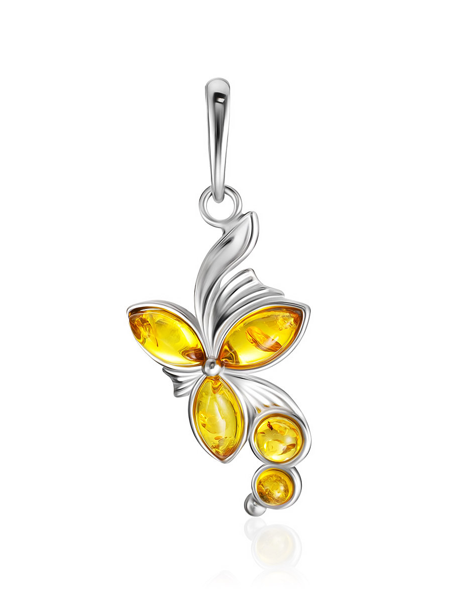 Изысканная подвеска с лимонным янтарём «Орхидея»