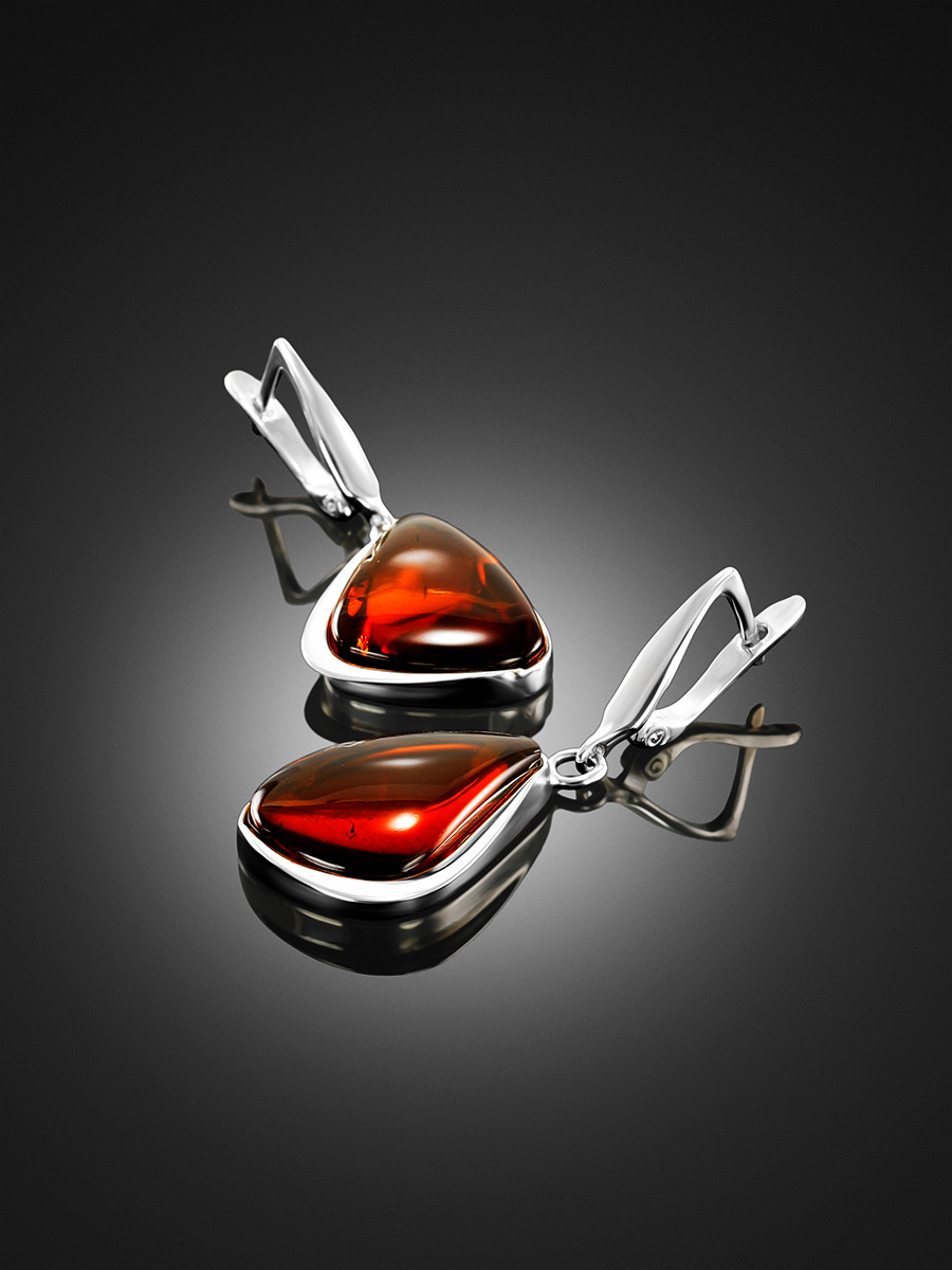 Серьги из натурального янтаря красивого чайного цвета «Глянец»