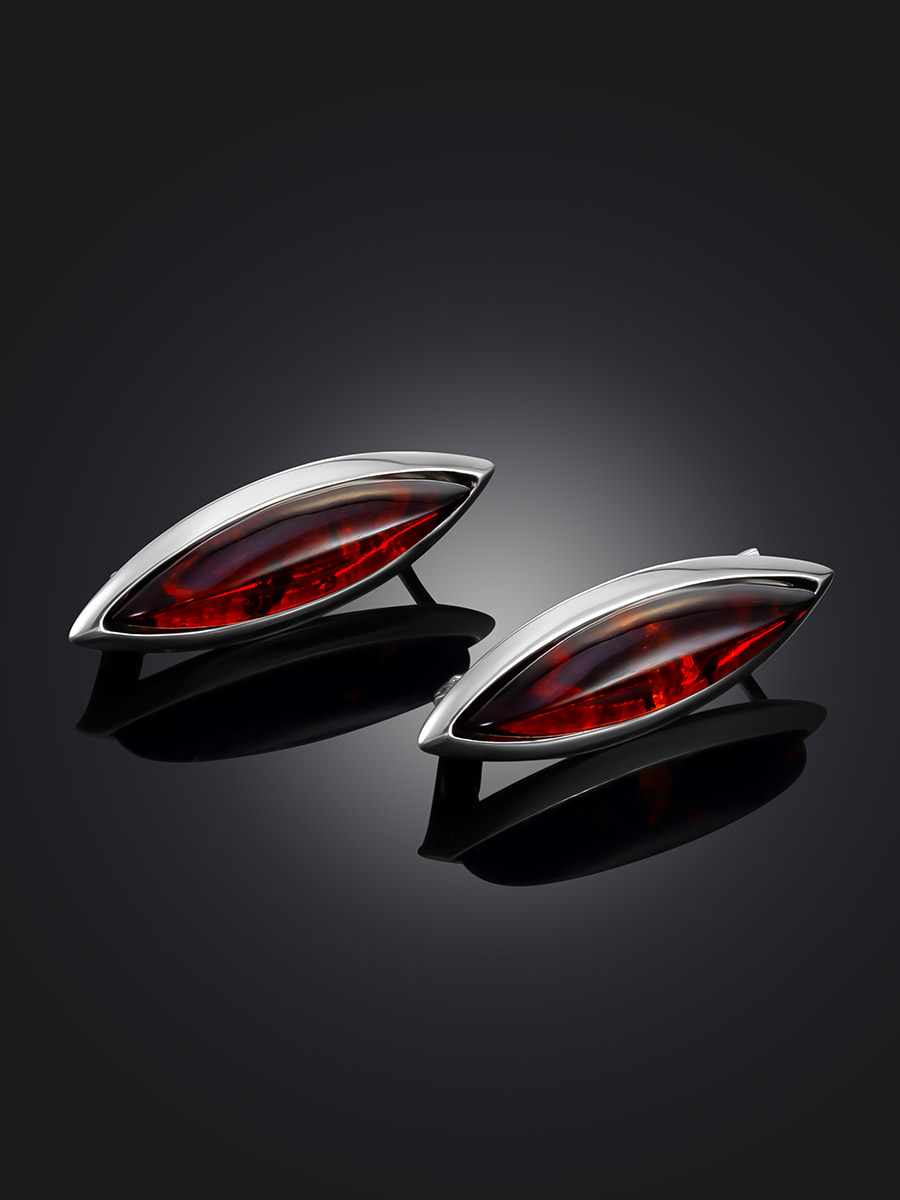 Изящные серьги из натурального янтаря коньячного цвета «Грация»