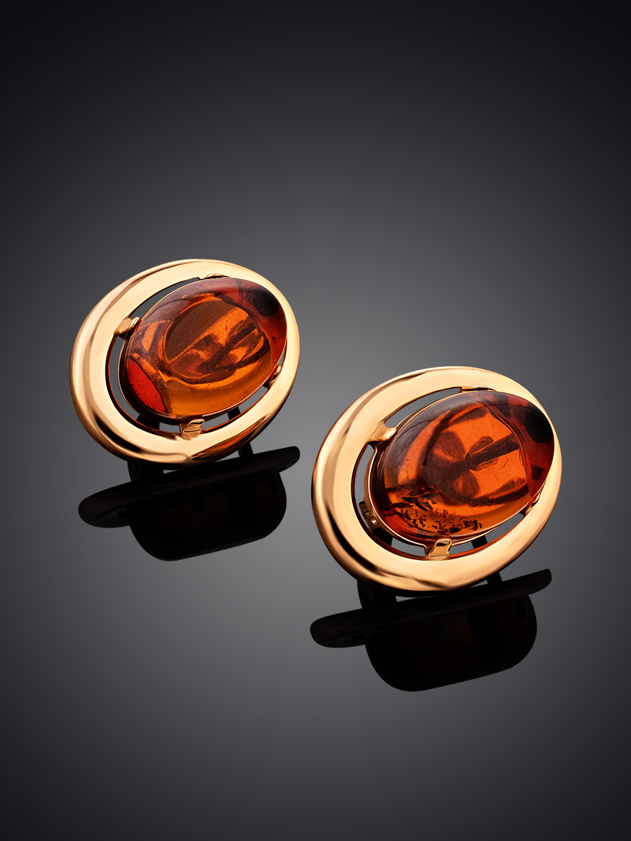 Элегантные серьги «Сонет» из коньячного янтаря