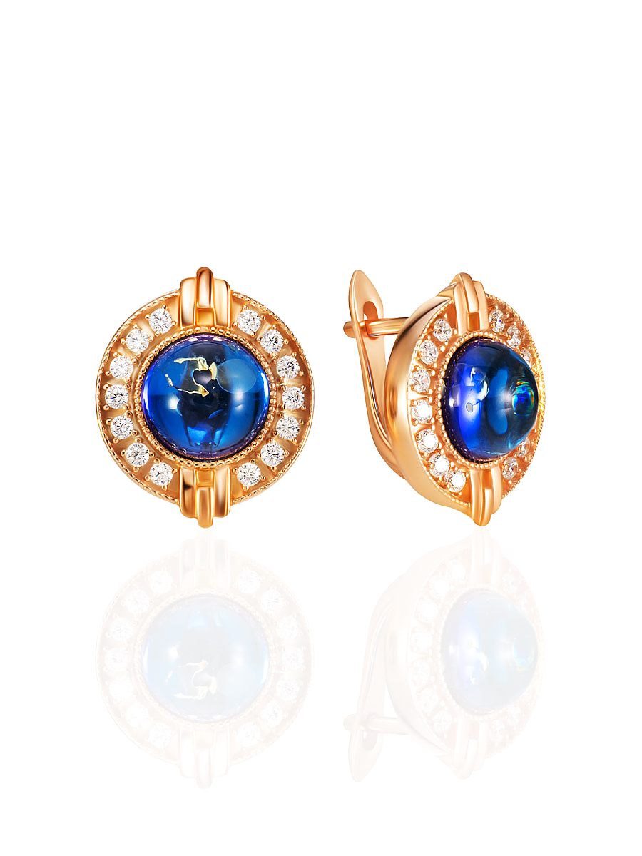 Элегантные серьги из синего янтаря в стиле «Ампир»