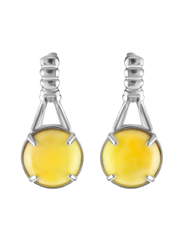 Стильные серьги из натурального медового янтаря «Шанхай»