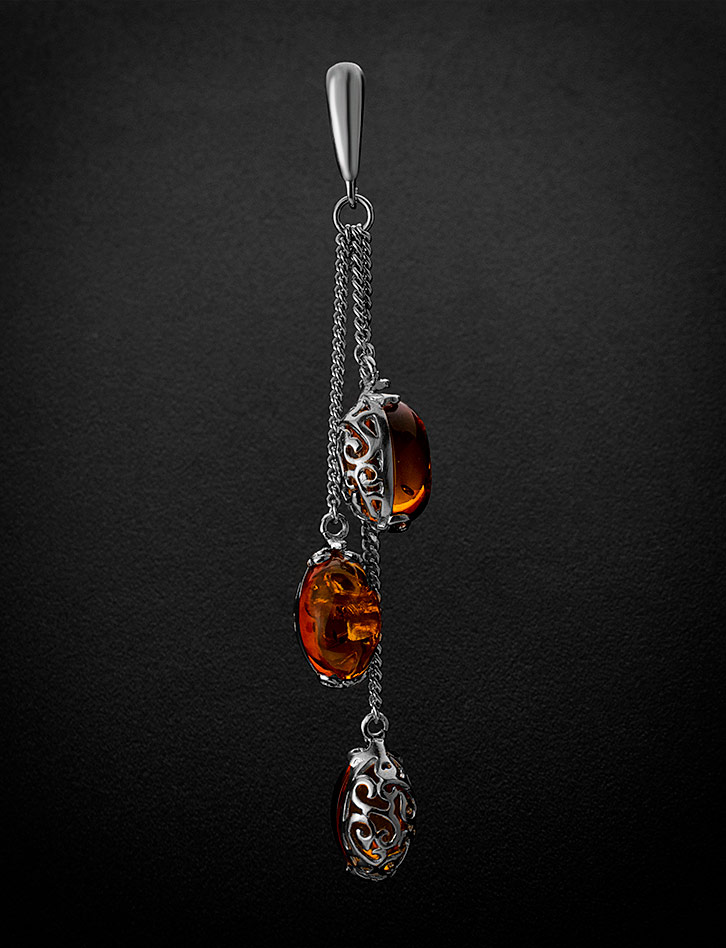 Ажурный кулон «Касабланка» с натуральным коньячным янтарём